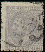 ESPAÑA 1879 204 Sello Alfonso XII 25c Usado