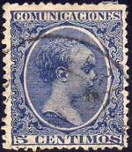 ESPAÑA 1889-99 215 Sello Alfonso XIII 5c. Tipo Pelón Usado