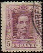 ESPAÑA 1922 311 Sello Alfonso XIII 5c. Tipo Vaquer Usado nº control al dorso