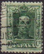 ESPAÑA 1922 314 Sello Alfonso XIII 10c. Tipo Vaquer Usado nº control al dorso