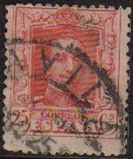 ESPAÑA 1922 317 Sello Alfonso XIII 25c. Tipo Vaquer Usado nº control al dorso