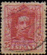 ESPAÑA 1922 317 Sello Alfonso XIII 25c. Tipo Vaquer Usado nº control al dorso