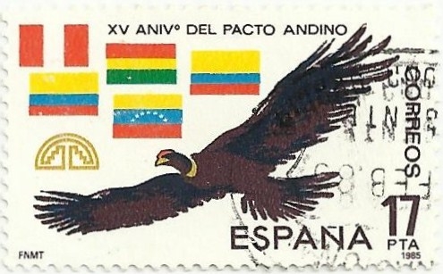 XV ANIVERSARIO PACTO ANDINO. CONDOR Y BANDERAS. EDIFIL 2778