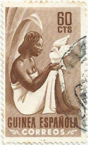 GUINEA ESPAÑOLA. TIPOS INDIGENAS.MUJER CON PALOMA. EDIFIL ES-GN 327