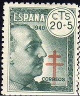 ESPAÑA 1940 937 Sello Nuevo General Franco Pro Tuberculosos