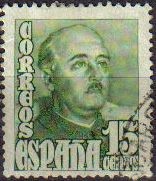 ESPAÑA 1948 1021 Sello General Franco 15c Usado Stamps