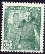 ESPAÑA 1948 1026 Sello Nuevo General Franco y Castillo de la Mota 35c