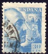 ESPAÑA 1949 1049 Sello General Franco 30c Usado