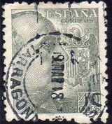 ESPAÑA 1949 1051 Sello General Franco 40c Usado