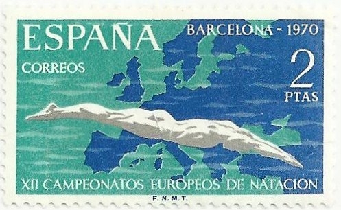 XII CAMPEONATOS EUROPEOS DE NATACIÓN, SALTOS Y WATERPOLO. SALIDA. EDIFIL 1989