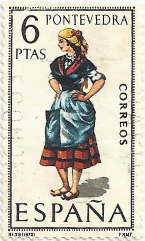 TRAJES TÍPICOS ESPAÑOLES. GRUPO IV. Nº 38. PONTEVEDRA. EDIFIL 1950