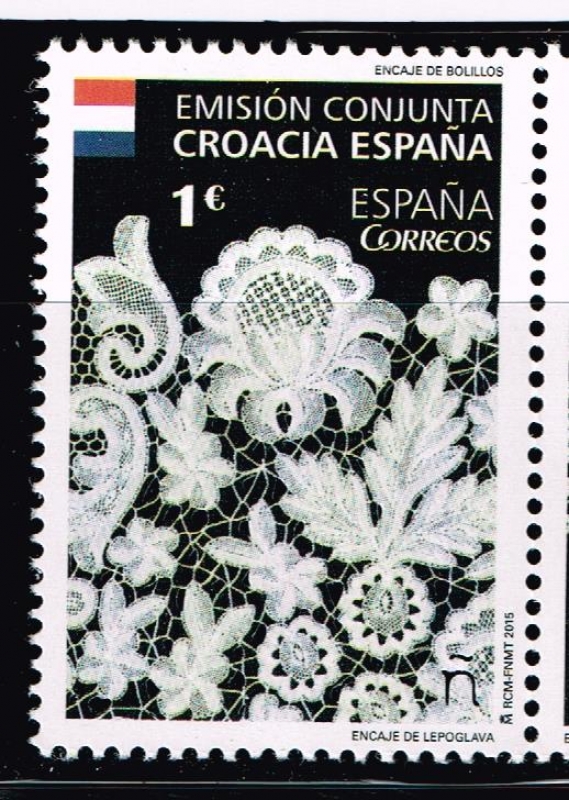 Edifil  4957  Encaje de Bolillos.  Croacia-España.  Encaje de Lepoglava.