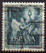 ESPAÑA 1952 1117 Sello XXXV Congreso Eucarístico Internacional Barcelona La Eucaristia Tiépolo Usado