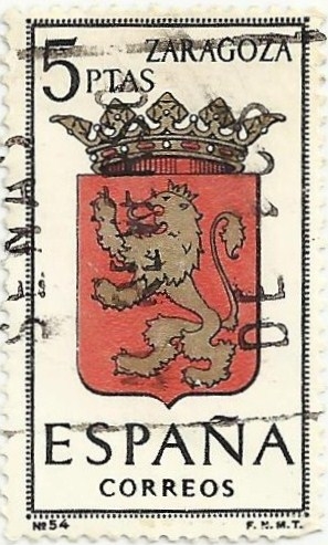 ESCUDOS DE CAPITAL DE PROVÍNCIA. GRUPO V. Nº 54. ZARAGOZA. EDIFIL 1701