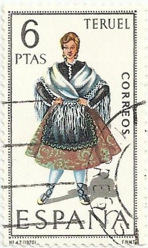 TRAJES TÍPICOS ESPAÑOLES. GRUPO IV. Nº 47. TERUEL. EDIFIL 1959