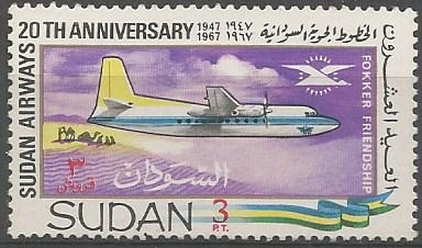 20th  ANIVERSARIO  DE  LA  LÌNEA  AÈREA  DE  SUDAN.  FOKKER  FRIENDSHIP.