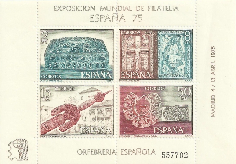 EXPOSICIÓN MUNDIAL DE FILATELIA. ORFEBRERIA ESPAÑOLA I. EDIFIL 2252