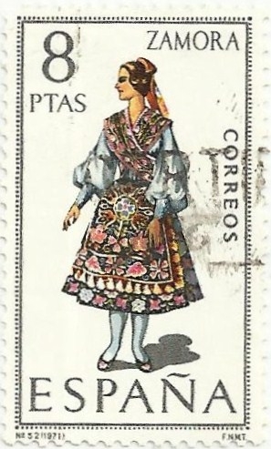 TRAJES TÍPICOS ESPAÑOLES. GRUPO V. Nº 52. ZAMORA. EDIFIL 2017