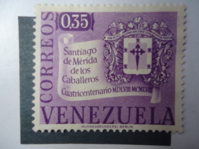 Cuatricentenario 1558-1958-Escudo-Santiago de Mérida de los Caballeros