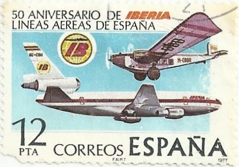 50 ANIVERSARIO FUNDACIÓN IBERIA. AVIONES ROHRBACK Ro VIII Y DC-10. EDIFIL 2448