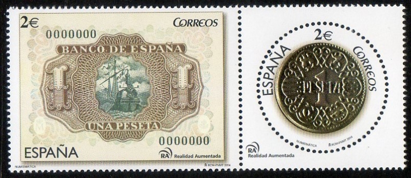 4919/4920.-Numismática.Billete y moneda de peseta.