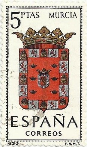 ESCUDOS DE CAPITAL DE PROVINCIA. GRUPO III. Nº 33. MURCIA. EDIFIL 1559