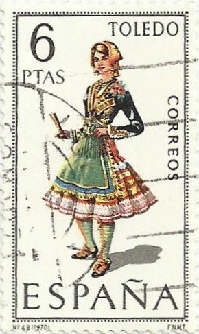 TRAJES TÍPICOS ESPAÑOLES. GRUPO IV. Nº 48. TOLEDO. EDIFIL 1960