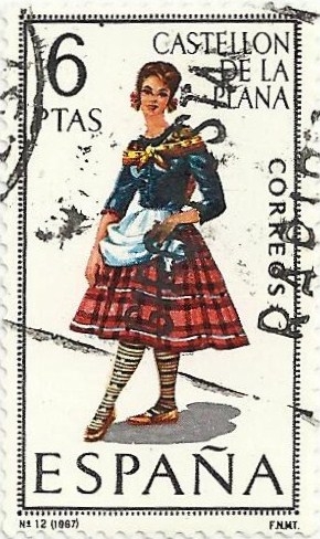 TRAJES TÍPICOS REGIONALES. GRUPO I. Nº 12. CASTELLÓ DE LA PLANA. EDIFIL 1778