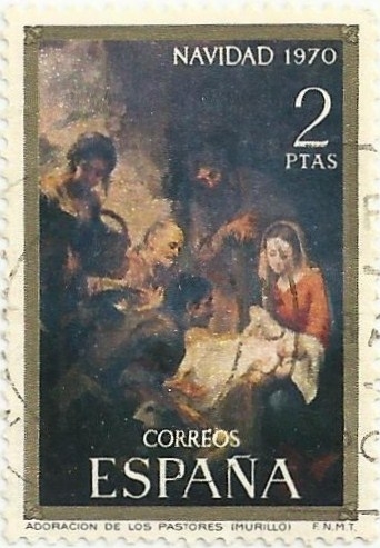 NAVIDAD 1970. ADORACIÓN DE LOS PASTORES, DE MURILLO. EDIFIL 2003