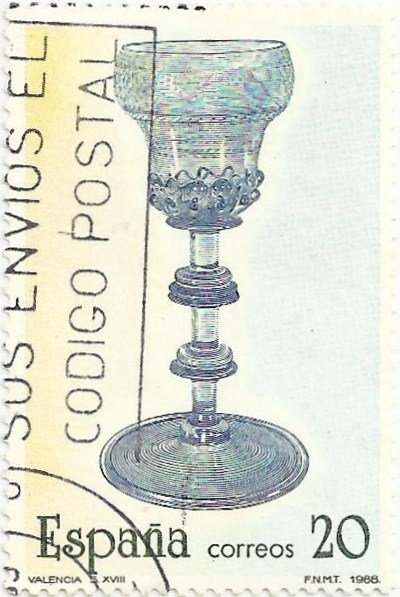 ARTESANIA ESPAÑOLA, VIDRIO. COPA GRABADA SIGLO XVIII, VALÈNCIA. EDIFIL 2941