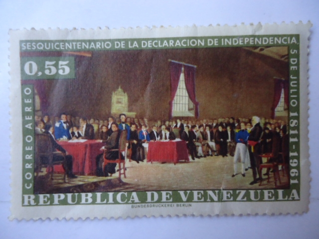 Sesquicentenario de la declaración de Independencia-5 de julio 1811-1961.