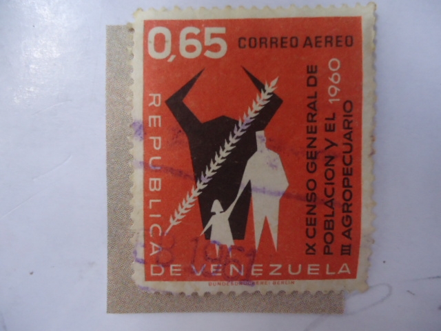 IX Censo General de Población y el III Agropecuario 1960 - Cabeza d animal- Espiga de Trigo y grupo 