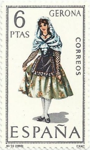 TRAJES TÍPICOS REGIONALES. GRUPO II. Nº 18. GIRONA. EDIFIL 1844