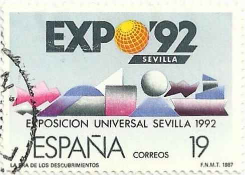 (115) EXPO SEVILLA´92. LOGOTIPO SOBRE PABELLÓN IMAGINARIO. EDIFIL 2875