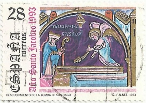 AÑO SANTO JACOBEO. DESCUBRIMIENTO TUMBA DEL APOSTOL POR THEODOMIRO. EDIFIL 3253