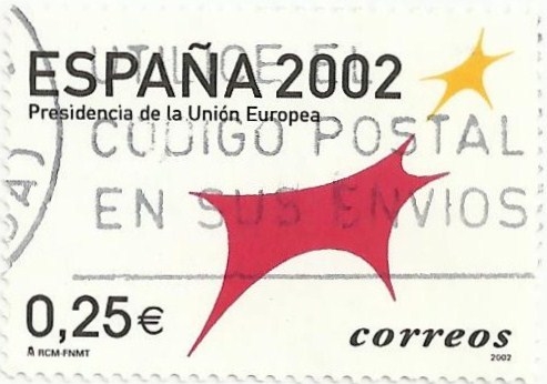 (220) PRESIDENCIA DE LA UNIÓN EUROPEA. LOGO PRESIDENCIA ESPAÑOLA, VALOR FACIAL 0.25€. EDIFIL 3865