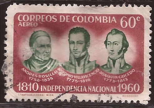 150 Aniversario de la Independencia de Colombia  1960 aéreo 60 centavos