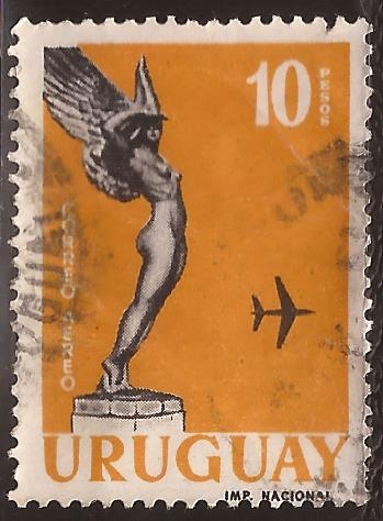 Diosa Alada con Aeroplano 1960  aéreo 10 pesos