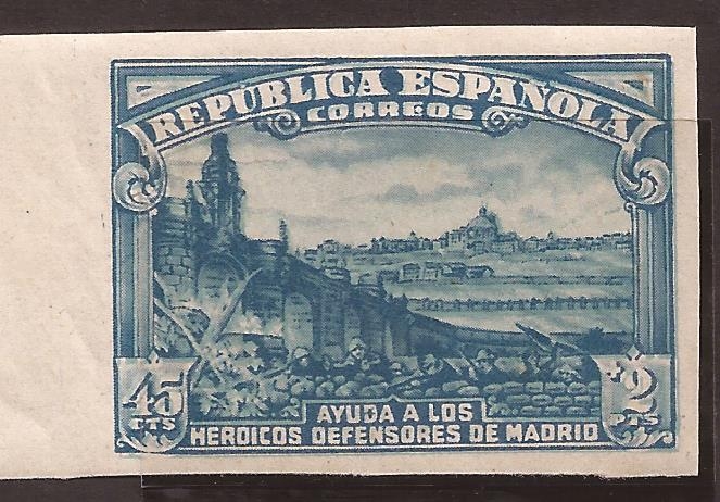 Defensa de Madrid  1938 sin dentar 45 cents + 2 ptas