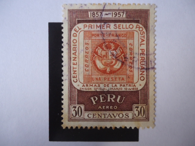 Centenario del Primer Sello Postal Peruano 1857-1957- Armas de la Patria