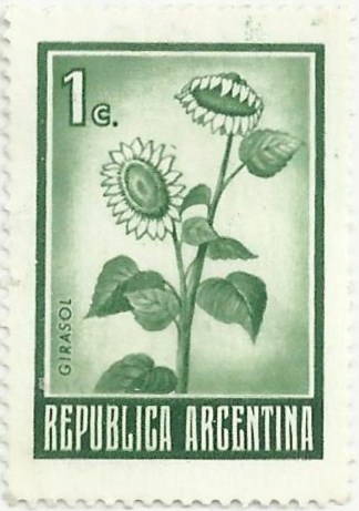 REEDICIÓN TIPOS DE 1959-67. GIRASOL, COLOR VERDE OSCURO. YVERT AR 883