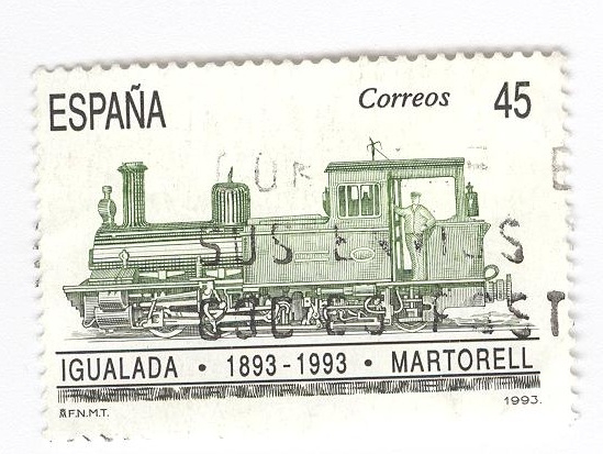 Edifil 3265. I Centenario del ferrocarril Igualada-Martorel