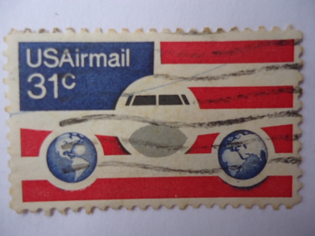 Estados Unidos. Avión - Globos y Bandera - Serie:Airmail 1974-1076