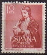 ESPAÑA 1954 1132 Sello Año Mariano Inmaculada (Alonso Cano) Granada Usado