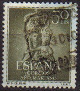 ESPAÑA 1954 1136 Sello Año Mariano Ntra. Sra. del Pilar Zaragoza Usado