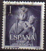 ESPAÑA 1954 1139 Sello Año Mariano Ntra. Sra. de la Almudena Madrid Usado