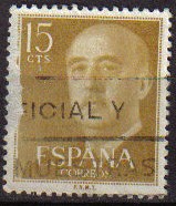 ESPAÑA 1955 1144 Sello General Franco 15cts Usado