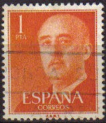 ESPAÑA 1955 1153 Sello General Franco 1pts Usado