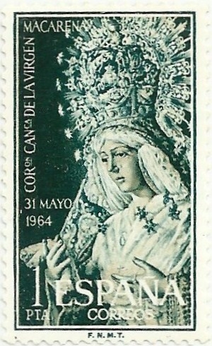 CORONACIÓN DE LA VIRGEN DE LA MACARENA. IMAGEN DE LA VIRGEN. EDIFIL 1598