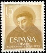 ESPAÑA 1955 1183 Sello Nuevo V Centenario de la canonizacion de San Vicente Ferrer